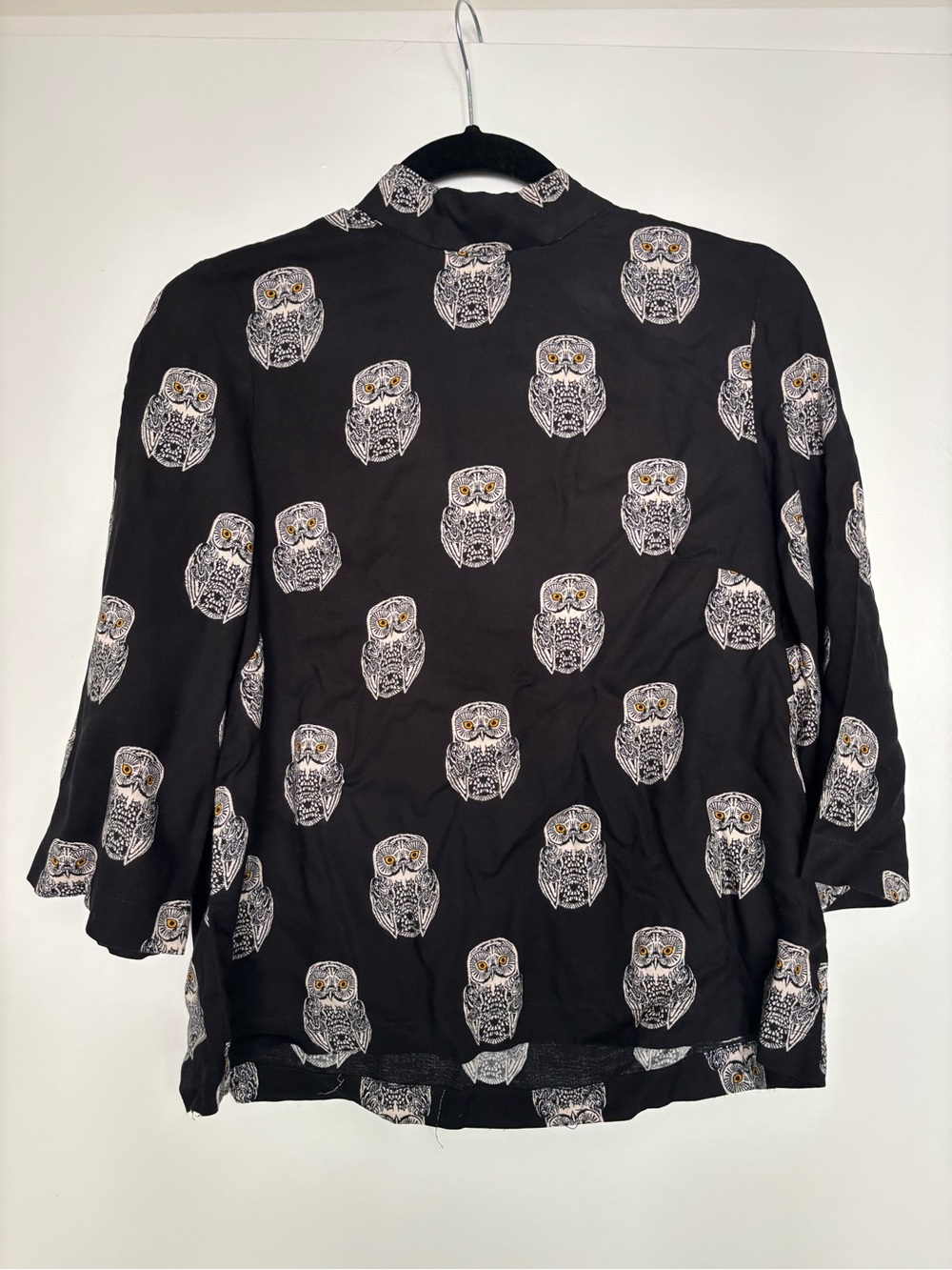 Mock Neck Top - H&M Black Owl-Print